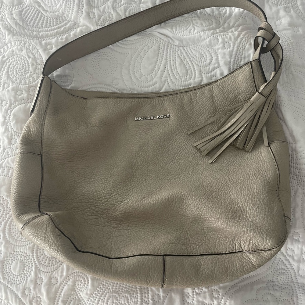 Michael Kors Gray Hobo Bag with Tassel Detail